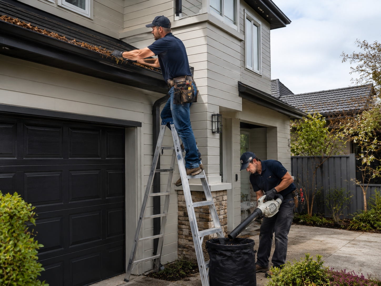 Gutter cleaning in progress on an Auckland home