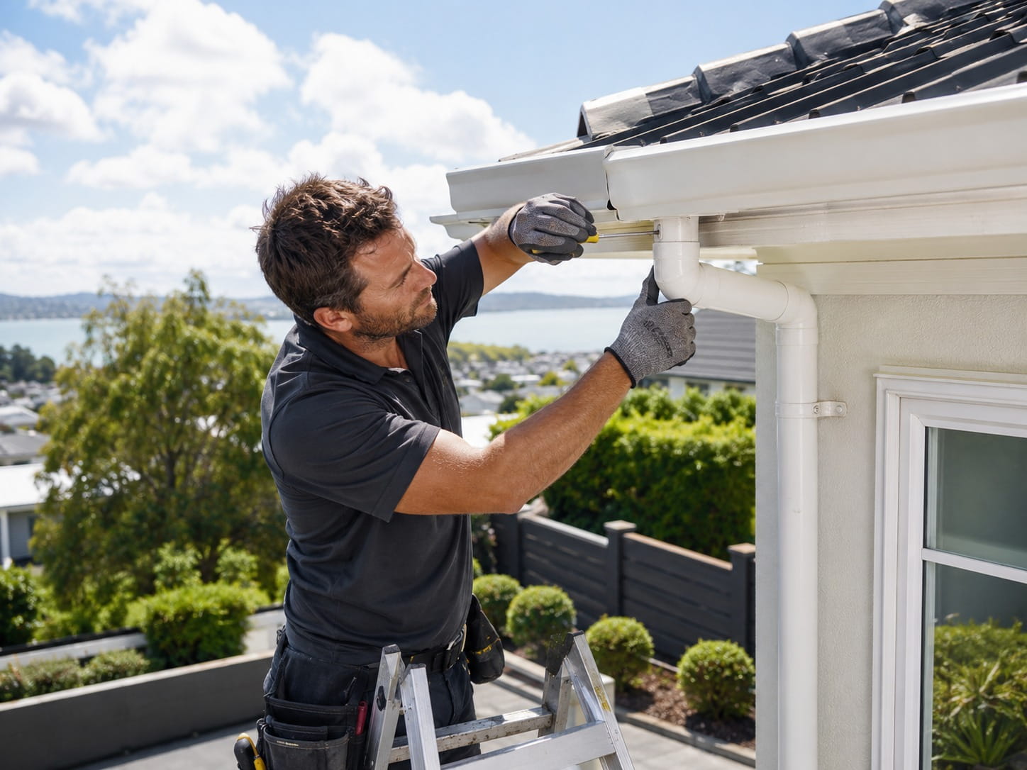 Auckland gutter running along a residential roofline