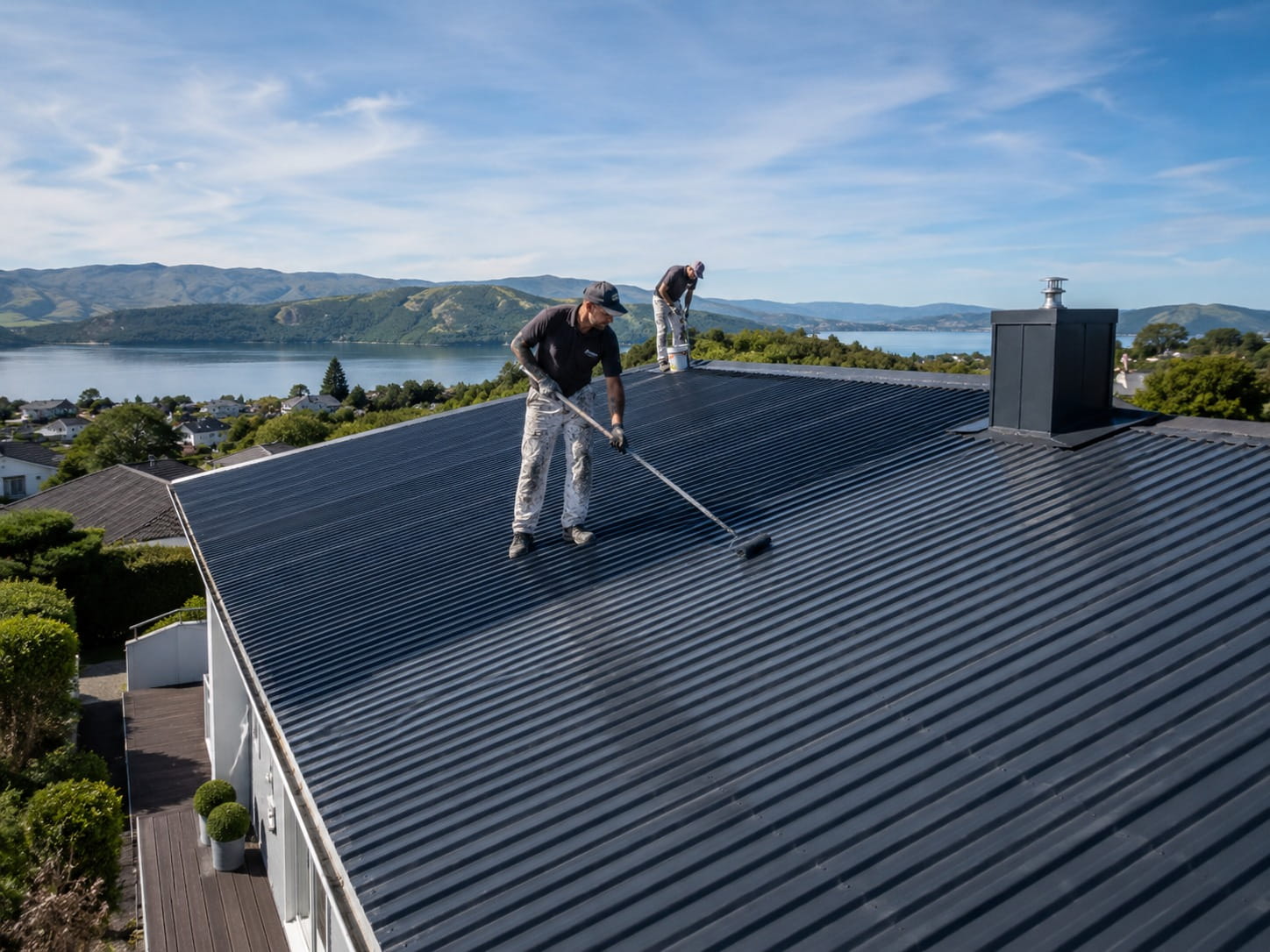 Roof painting in Auckland with a sprayed coat